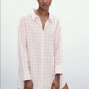 Zara pink and white over-sized gingham shirt.